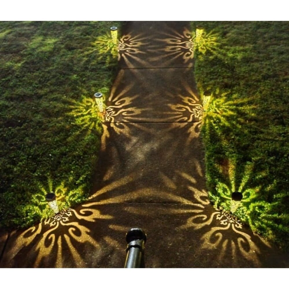 6 Pcs Solar Lights Outdoor Decorative Conical Garden Stakes for Patio